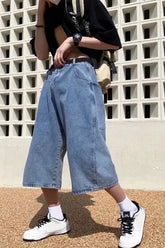 Lockere Hip Hop Denim Shorts mit weitem Bein